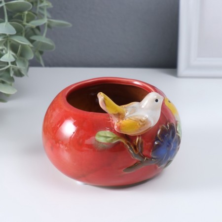 Souvenir ceramics stand "Gray bird on the bowl" MIX 11x11.5x8.5 cm-3