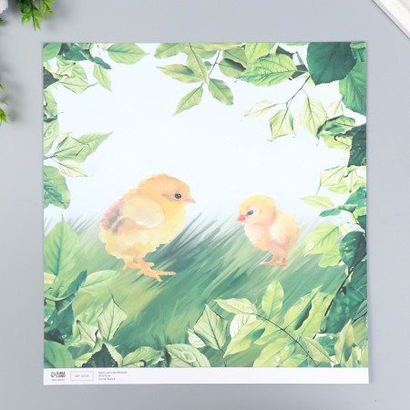 Scrapbooking paper bilateral "bunnies and chicken" density 180 g 30.5x32 cm-2
