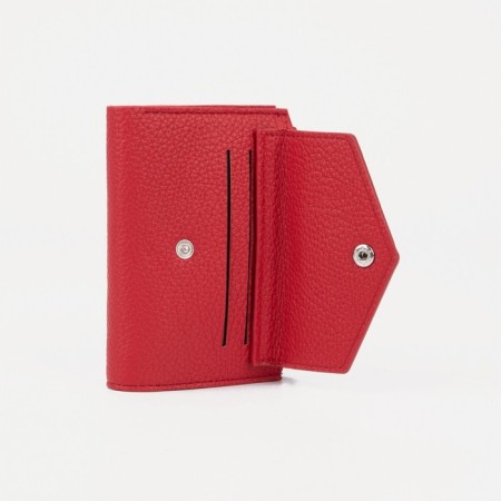 Women's wallet on the button, red color-5