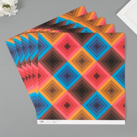 Scrapbooking "Rombs" density 180 grams set 5 pcs 30.5x32 cm-1