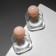 Earrings Assorted "Ice" square and ball, white-pink color