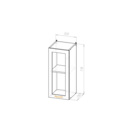 Cabinet hinged with 1 window, 30x30x72 cm, wenge, oak Gray-1