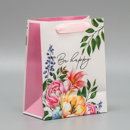 Gift laminated double -sided, packaging, “be happy”, MS 18 x 23 x 10 cm-2