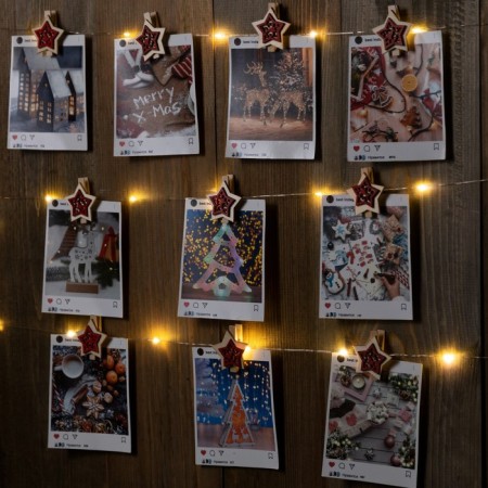 Garland “thread” 2 m dews with nozzles “clothespins”, ip20, silver thread, 20 LED, glow warm white, AAX2