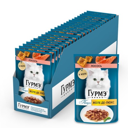 Gourmet perle humid food for cats, salmon, jelly, 75 g-2