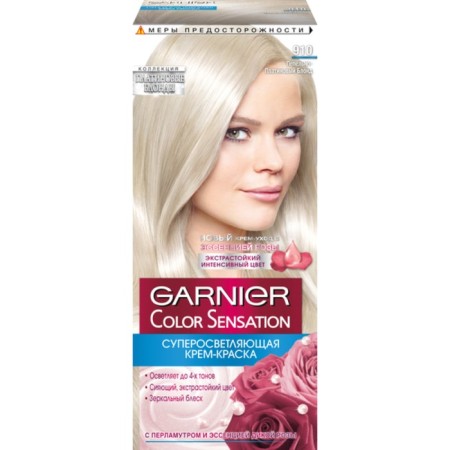 Garnier Color Sensation Cream-Hair Cream, Superoster, tone 910 ash-plastic blonde