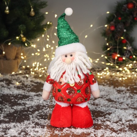 Soft toy "Santa Claus in a Sinic suit" 34x17 cm, red-green
