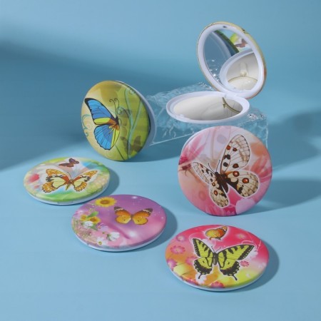Folding mirror "Butterflies", D 7.5 cm, MIX drawing-1