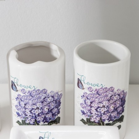 A set of accessories for the lilac bathroom, 4 items (320 ml dispenser, soap dish, 2 glasses 300 ml)-2