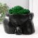 Concrete Kashpo "Dignity" with moss height 10 cm, width 17 cm black (moss green stabil)