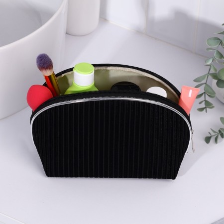 Cosmetic bag with lightning, black color-3