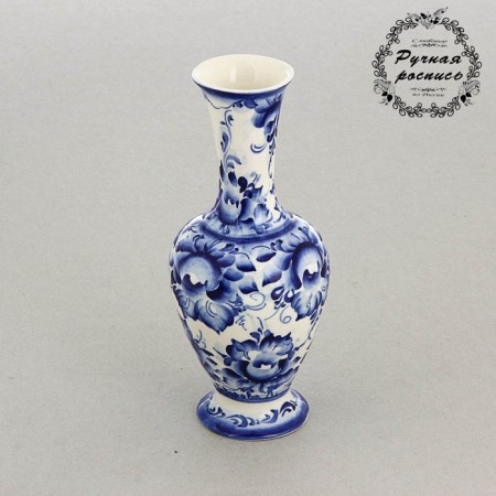 Vase with narrow throat, gzhel