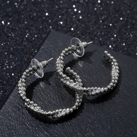 Retro-retro earrings balls, silver color