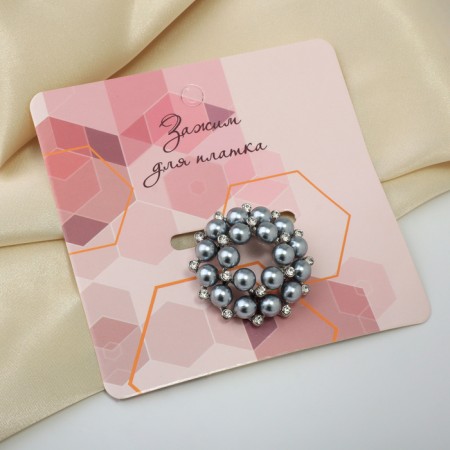 Pearl clip for the scarf, the color is gray in silver-6