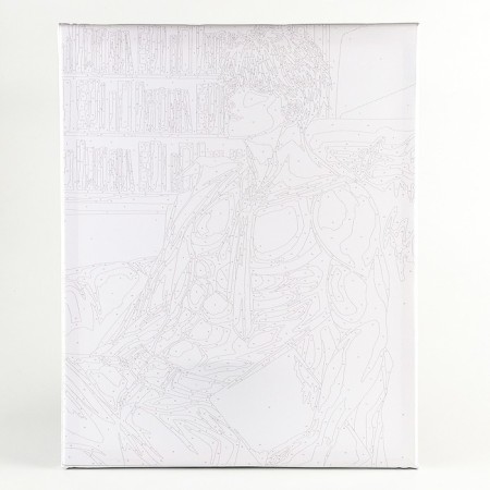 Picture on numbers on canvas with a subframe "in the library", 40 x 50 cm-2