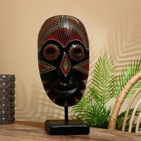 Mask "BU" on a stand, Albezia 20x10x45 cm-1