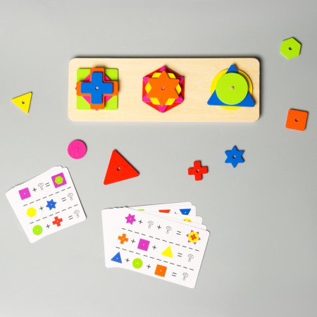 Developing game "Geometric figures by cards" 10x30x1 cm-1