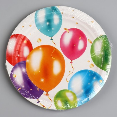 Disposable paper plate "Happy Birthday", balls 18 cm-4