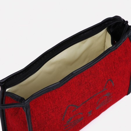 Cosmetic bag with a zipper, with lining, burgundy color-2