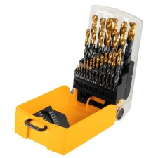 A set of metal drills Denzel 72323, 1-13 mm, HSS-Tin, Golden Tip, 25 pcs.