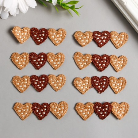 Decor for creativity Textile embroidery "Triple Heart" 2x6 cm-1