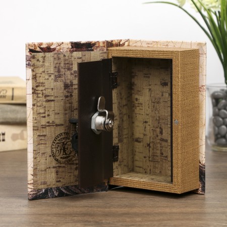Safe wood book "Fleet" leatherette 17x11x5 cm-2