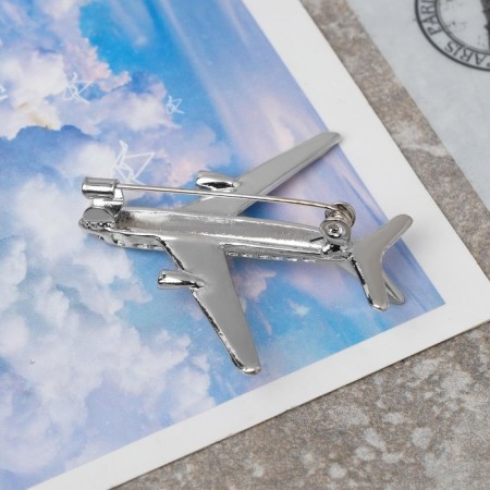 Brooch "Airplane", silver color-4