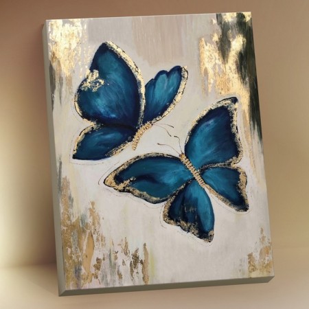 Picture on numbers with a whip 40 × 50 cm "Blue butterflies" 13 colors