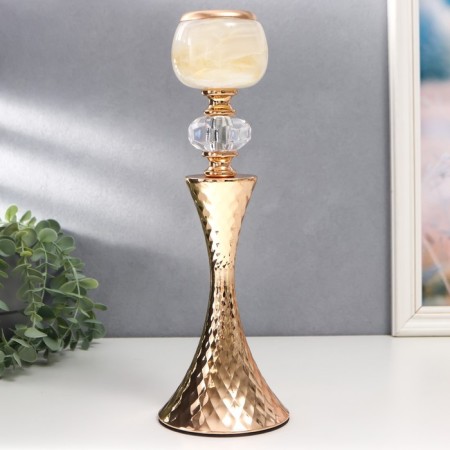 Summary Metal for 1 candle "Embossed geometric pattern with crystal" Gold 32x11x11 cm 75776-2
