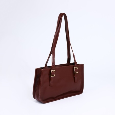 Bag Women's Tout with zipper, burgundy color-1