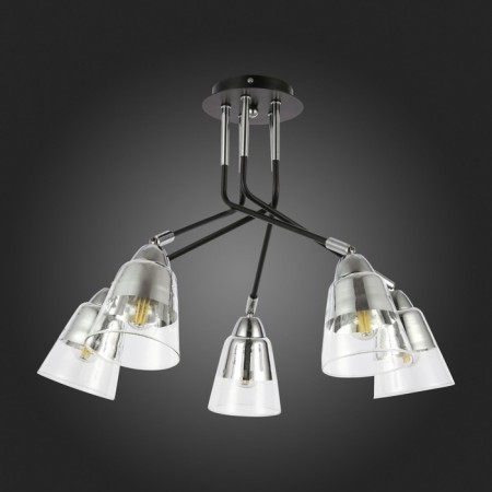 Ceiling EVOLUCE lamp. Sle102902-05. Lirino. 5x40 watts, E27, 54x54x44 cm, black color, chrome-4