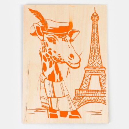 Fundamentals for burning "Giraffe in Paris" 30x21 cm-1