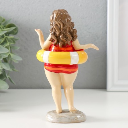 Polystone souvenir "Pill in a striped swimsuit with an inflatable circle" 9x6.5x15.5 cm-2