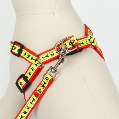 The “Bones and Paws” set of a reflective, leash 120 x 1.5 cm, OG 36-52 cm, red-1