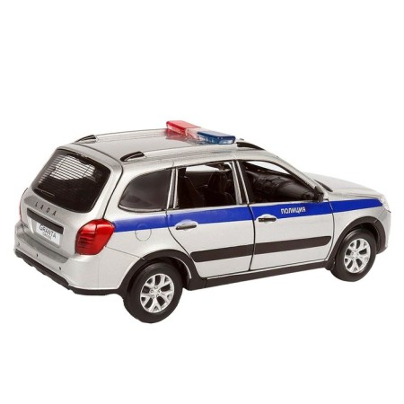 Metal machine “Lada Police” 1:24, silver color, doors, hood and trunk, light and sound effects open-3