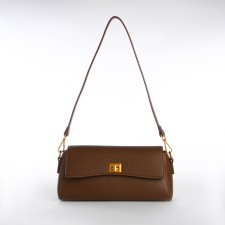 Bag Women's Messenger on the Textura valve, medium size, dark brown color