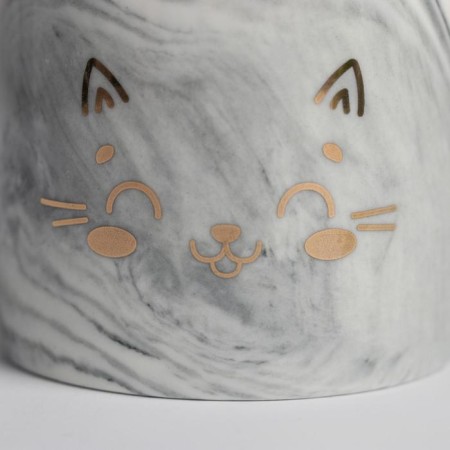 Ceramic pot with embossing, Kotik Kashpo, 8 x 7.5 cm-7