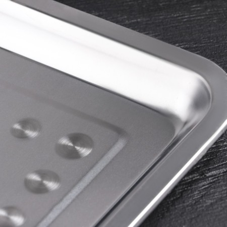 Stainless steel tray, 39.5 × 29.5 cm, thickness 1 mm, silver color-3