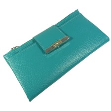 Women's wallet, 2 departments for banknotes, for coins, for credit cards, Biryuzovaya color