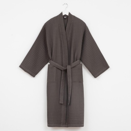 Wafel dressing gown men's elongated Ethel "BOHO" size 58-60, color is light gray, 100% cotton, 290 g/m2-8