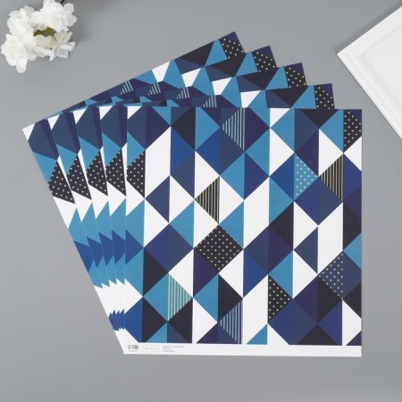Scrapbooking paper "Strict geometry" density 180 grams set 5 pcs 30.5x32 cm-1
