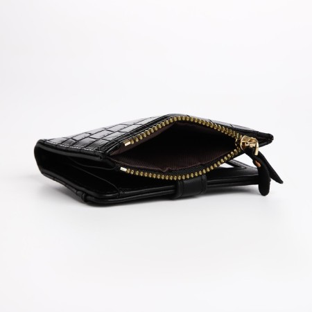 Women's wallet on the button, black color-6