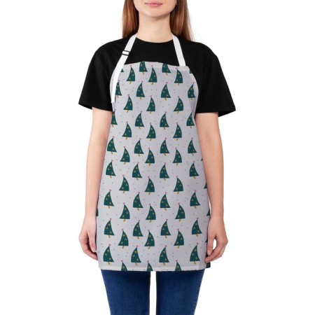 Apron kitchen with a photo print "Christmas trees dance", adjustable, size OS