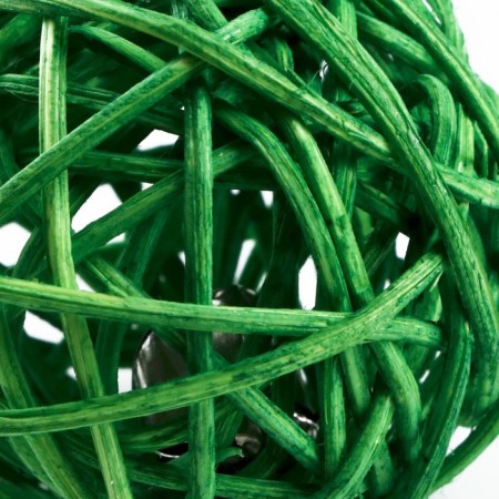 A set of 2 wicker balls from a vine with a bell, 5 cm, white/green-1