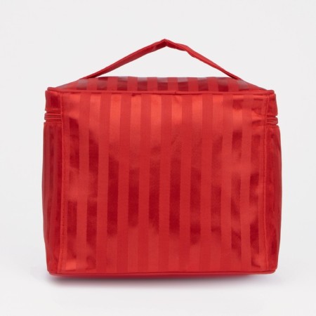 A cosmetic bag with a zipper, with a mirror, the color is red-1