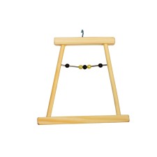 Bird swings in a cage wooden, small with beads, 12 x 0.8 x 11 cm
