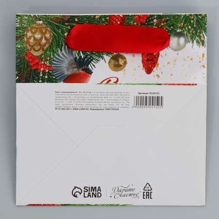 Laminated square “Bright paints”, 14 x 14 x 9 cm, New Year-7