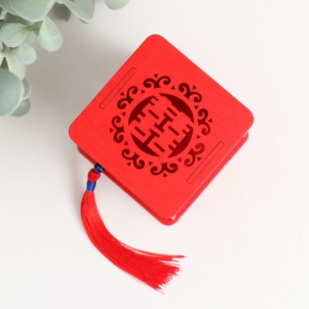 Casket Wood "Heart" red 6.5x6.5x6.5 cm-3