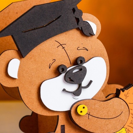 Kashpo wooden "Bear School", 17x8x17 cm, oak, black-3