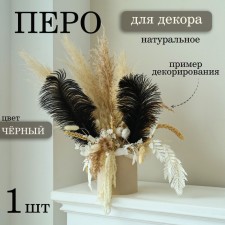 Feather for decor, size: 30-35 cm, black color